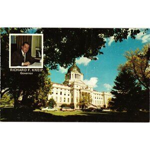 Vintage Postcard Of South Dakota State Capitol With Governor Richard F. Kneip